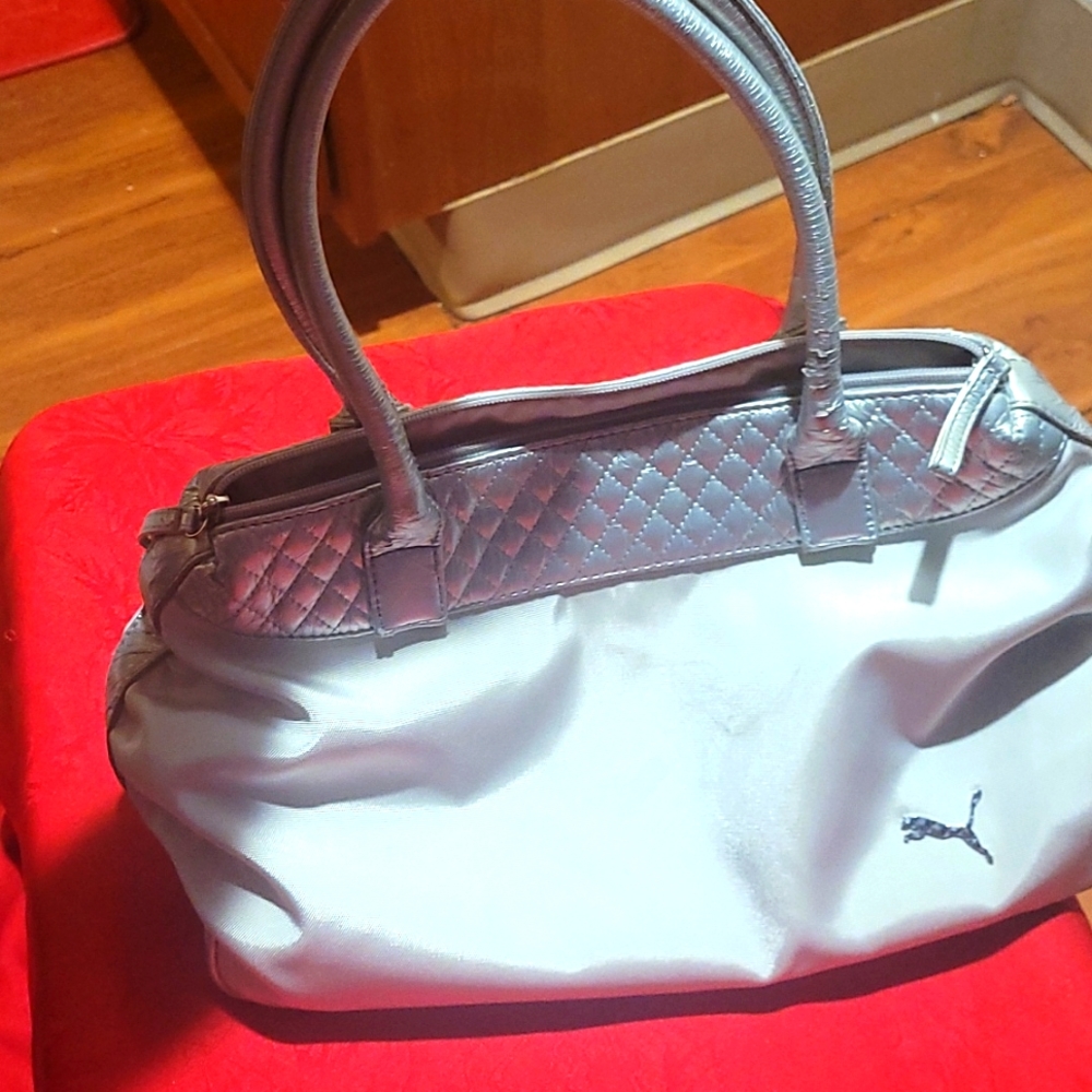 White and Silver Puma Shoulder Bag